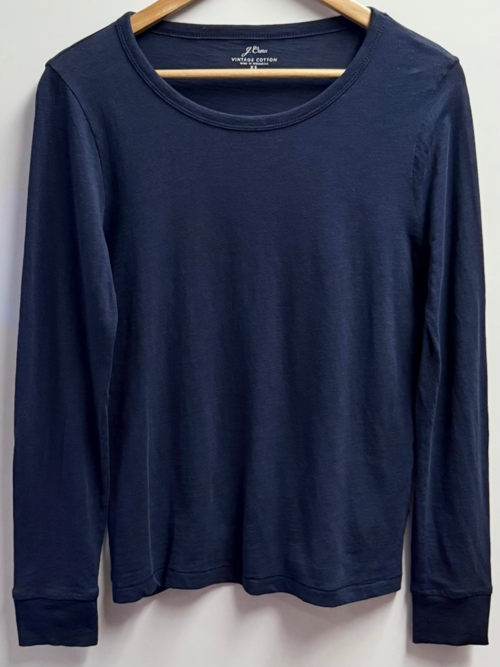 J. Crew Vintage Cotton Crewneck Long Sleeve Tee Navy XS